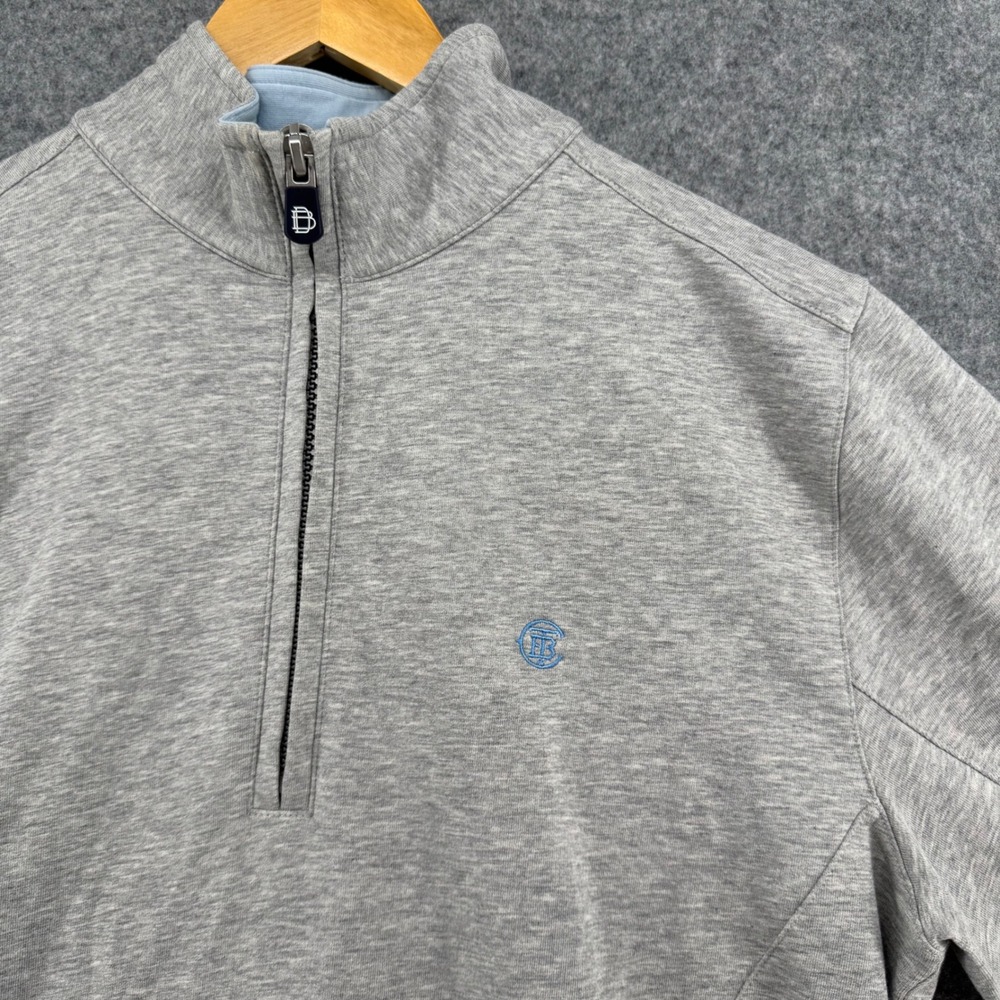 Peter Millar Quarter Zip Pullover Mens M Gray Cotton Blend Long Sleeve